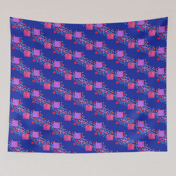 Item preview, Abstract squares blue red whimsy pattern | Creative square geometric prints designed and sold by lausn.