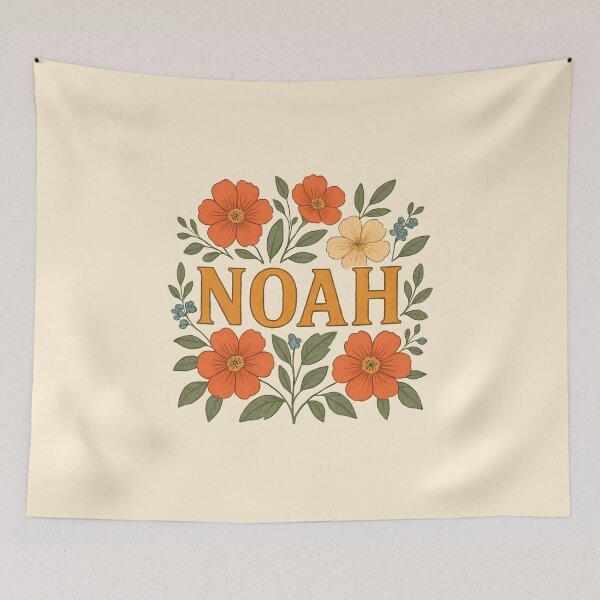 Item preview, Noah Floral Name Art – Vintage Botanical Flower Design for Nature Lovers designed and sold by VoidBloom Studio.