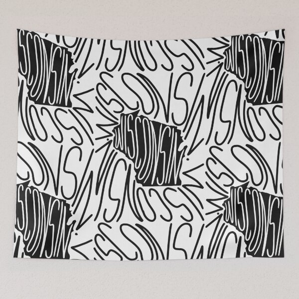 Item preview, Wisconsin State - WI Map and Flag - Black and White - Typography USA Badger State designed and sold by Ranggasme.