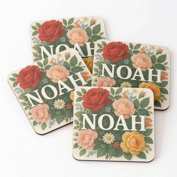 Item preview, Noah Floral Wall Art – Realistic Botanical Name Print with Roses and Garden Flowers designed and sold by VoidBloom Studio.