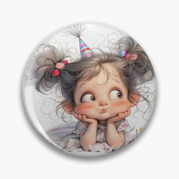 Item preview, cute handmade drawing of little birthday girl designed and sold by NivyasArtistry.