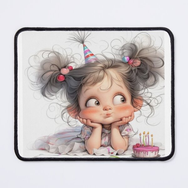 Item preview, cute handmade drawing of little birthday girl designed and sold by NivyasArtistry.