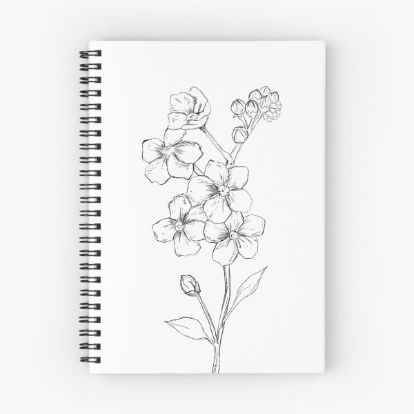 Item preview, Forget-Me-Not Line Drawing – Minimal Black Botanical Cutout Illustration designed and sold by EmeraldeaArt.