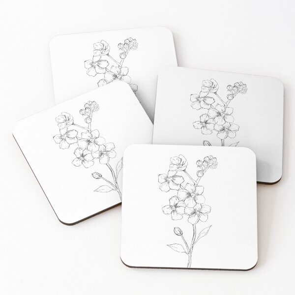 Item preview, Forget-Me-Not Line Drawing – Minimal Black Botanical Cutout Illustration designed and sold by EmeraldeaArt.