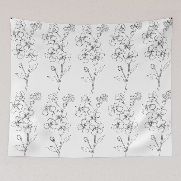 Item preview, Forget-Me-Not Line Drawing – Minimal Black Botanical Cutout Illustration designed and sold by EmeraldeaArt.
