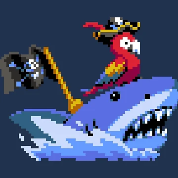 Artwork thumbnail, Shark-Riding Pirate Parrot by Rixitic