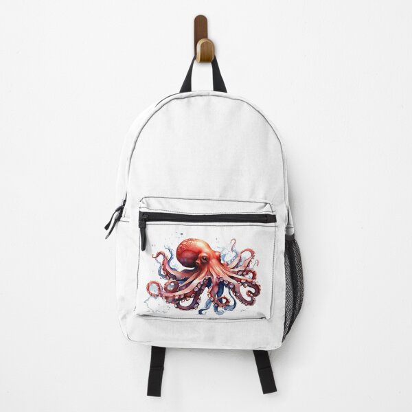 Item preview, a red octopus as a digital watercolor designed and sold by Rose Design & Photos.