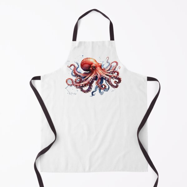 Artikelvorschau, ein roter Oktopus als digitales Aquarell entworfen und verkauft von Rose Design & Photos.