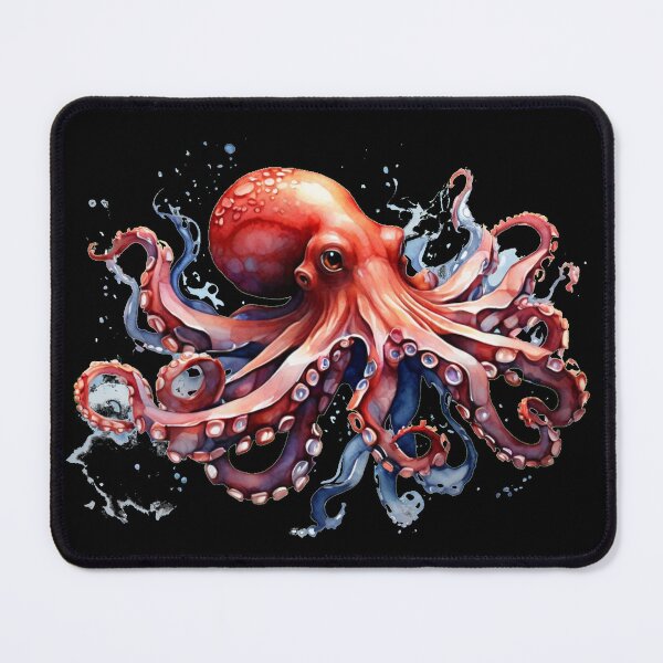 Item preview, a red octopus as a digital watercolor designed and sold by Rose Design & Photos.