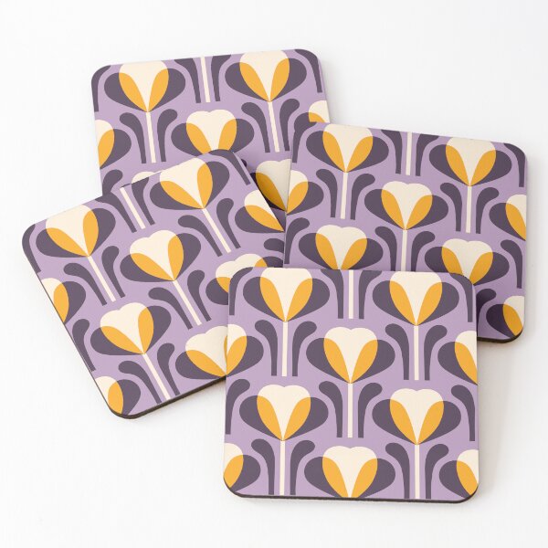 Item preview, 3334A - retro tulips, purple yellow designed and sold by RouCouCou.