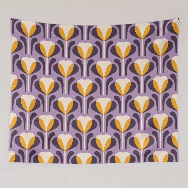 Item preview, 3334A - retro tulips, purple yellow designed and sold by RouCouCou.
