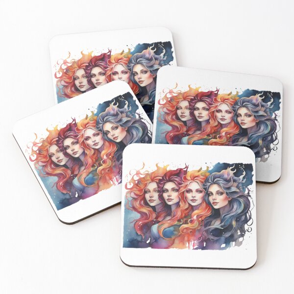 Item preview, Witch sisters as digital watercolor designed and sold by Rose Design & Photos.