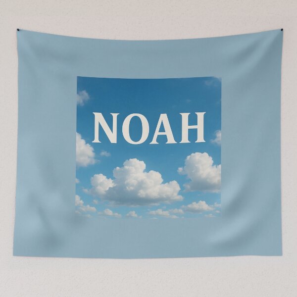 Item preview, Noah in the Clouds – Ultra Realistic Sky Name Art with Blue Sky and Cumulus Clouds designed and sold by VoidBloom Studio.
