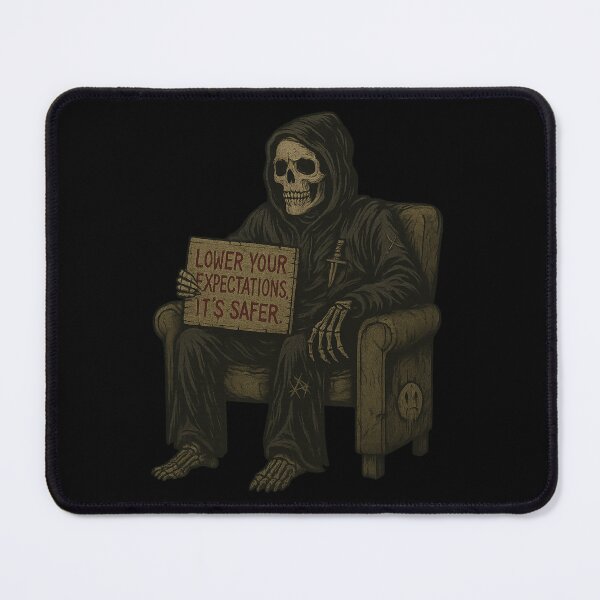 Item preview, Lower Your Expectations – Dark Humor Grim Reaper Shirt designed and sold by Elfonso.