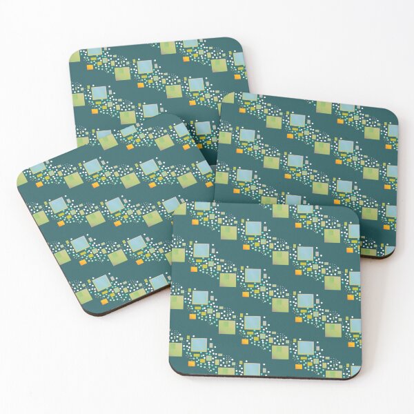 Item preview, Abstract deep green blue whimsy geometric square pattern  designed and sold by lausn.