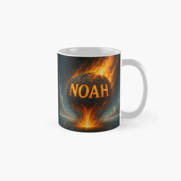 Item preview, Noah on a Flaming Meteor – Fiery Impact Name Art for Bold Statement Lovers designed and sold by VoidBloom Studio.