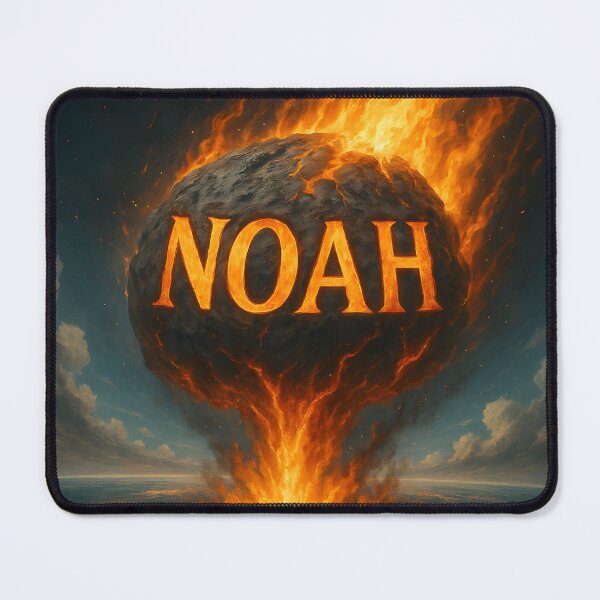 Item preview, Noah on a Flaming Meteor – Fiery Impact Name Art for Bold Statement Lovers designed and sold by VoidBloom Studio.