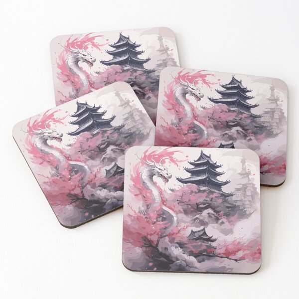 Item preview, White Dragon & Cherry Blossoms – Japanese Temple Dream designed and sold by Daagath.