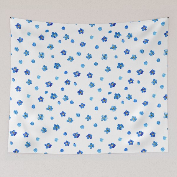 Item preview, Watercolor Forget-Me-Nots Pattern – Blue Flowers and Petals Design designed and sold by EmeraldeaArt.