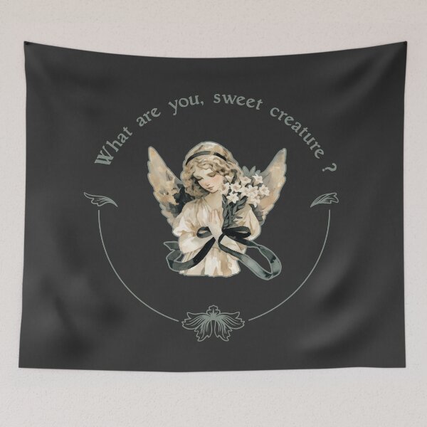 Item preview, What are you, sweet creature? Cute Gothic Angel Dark and Delicate Illustration designed and sold by MarieBlly.