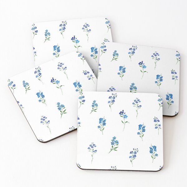 Item preview, Watercolor Forget-Me-Nots with Stems and Leaves – Botanical Floral Pattern  designed and sold by EmeraldeaArt.