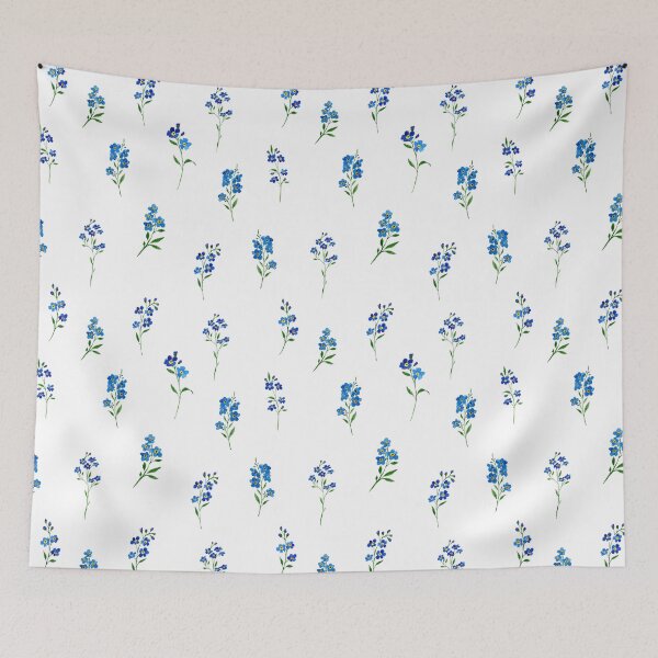 Item preview, Watercolor Forget-Me-Nots with Stems and Leaves – Botanical Floral Pattern  designed and sold by EmeraldeaArt.