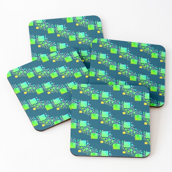 Item preview, Abstract bright green blue whimsy geometric square pattern  designed and sold by lausn.