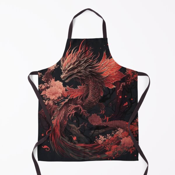 Item preview, Red Asian Dragon with Flowers – Dark Fantasy Design in Japanese Style designed and sold by Daagath.