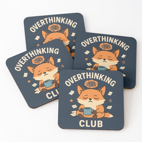 Item preview, Overthinking Club – Cute Coffee Fox Mental Health Design designed and sold by VibeNest01.
