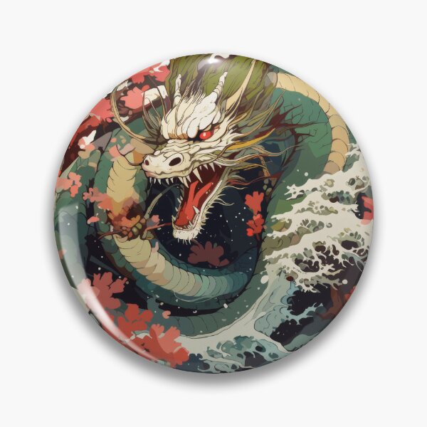 Item preview, Asian water dragon with cherry blossoms – Japanese fantasy design designed and sold by Daagath.