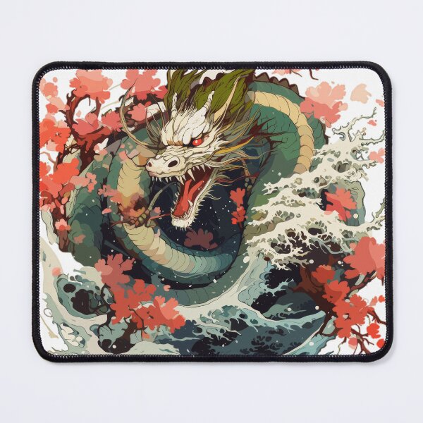 Item preview, Asian water dragon with cherry blossoms – Japanese fantasy design designed and sold by Daagath.