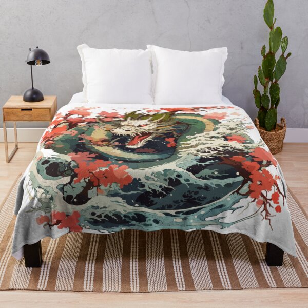 Item preview, Asian water dragon with cherry blossoms – Japanese fantasy design designed and sold by Daagath.