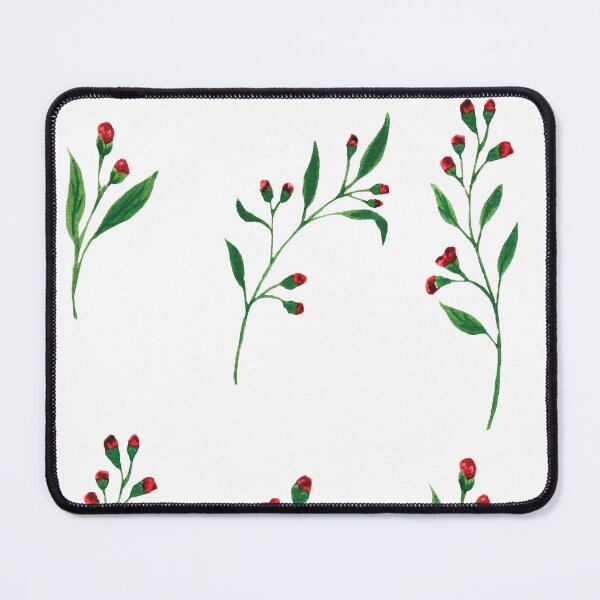 Item preview, Red Flowers with Green Leaves – Watercolor Botanical Set of 4 Illustrations designed and sold by EmeraldeaArt.