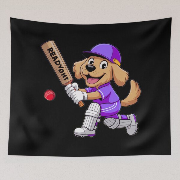 Item preview, Cartoon Dog Playing Cricket – Fun Design for Cricket Fans designed and sold by Rebel-Athlete.