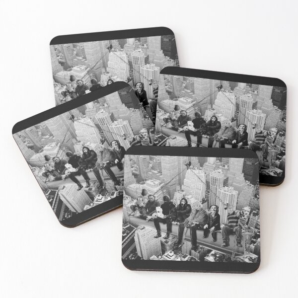 Item preview, Horror Movie Characters Eating Lunch Together Black and White designed and sold by Iiswaz.