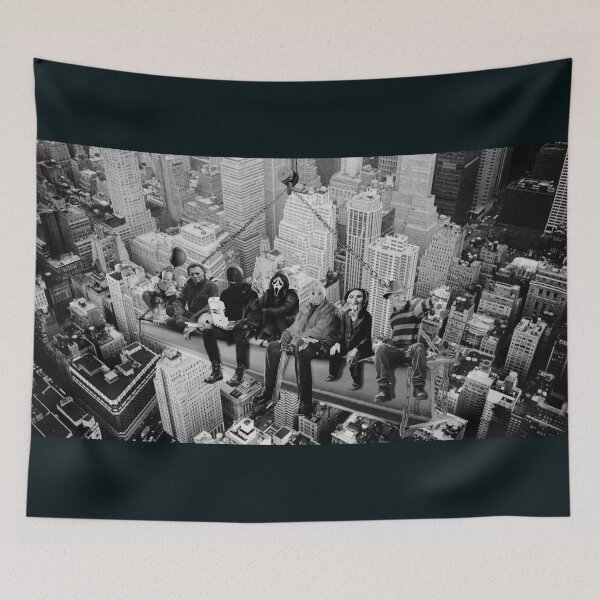 Item preview, Horror Movie Characters Eating Lunch Together Black and White designed and sold by Iiswaz.
