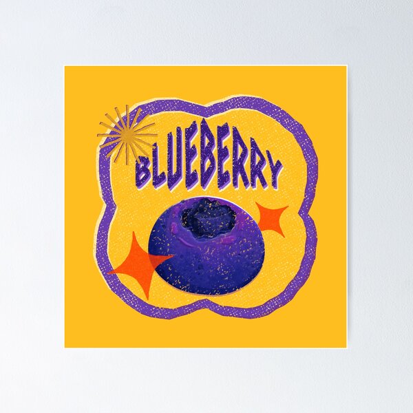 Item preview, Retro Blueberry Fruit Sticker Label designed and sold by Wordsmith-Wear.