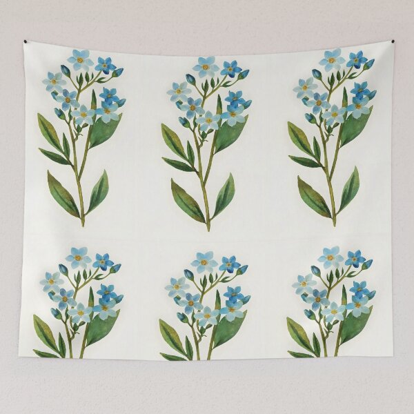 Item preview, Watercolor Light Blue Forgetmenot – Single Garden Flower Botanical Illustration designed and sold by EmeraldeaArt.