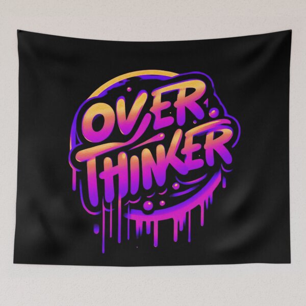Item preview, OVERTHINKER – Neon Graffiti Text for Urban Style Lovers designed and sold by WakeUpYourBrain.