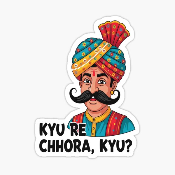 Item preview, Kyu Re Chhora, Kyu? – Funny Rajasthani Turban Man Mustache Cartoon T-Shirt Design designed and sold by Imagination Store.
