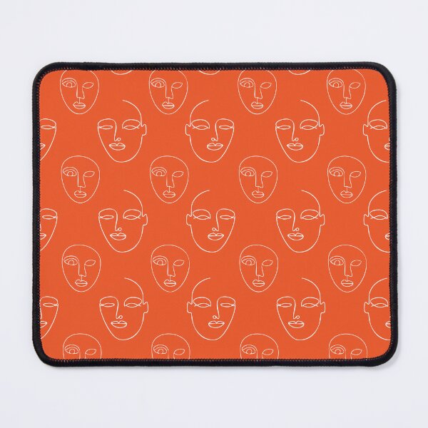 Item preview, Abstract Faces Seamless Pattern | Modern Line Art Orange Print designed and sold by KAYJAY DESIGNS.