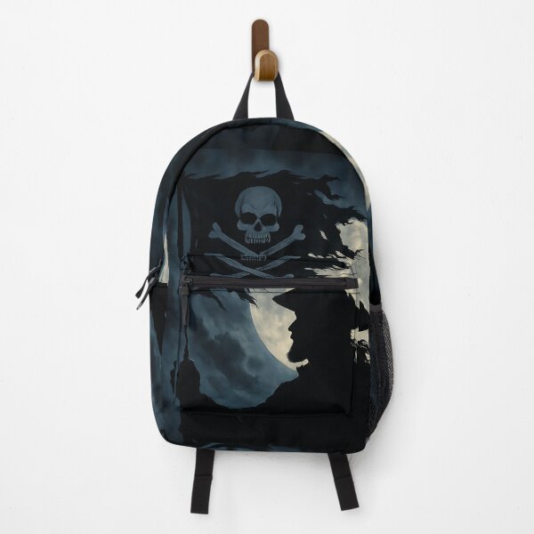 Item preview, Dramatic Pirate Silhouette with Flag Against a Full Moon designed and sold by Wild-way Art.