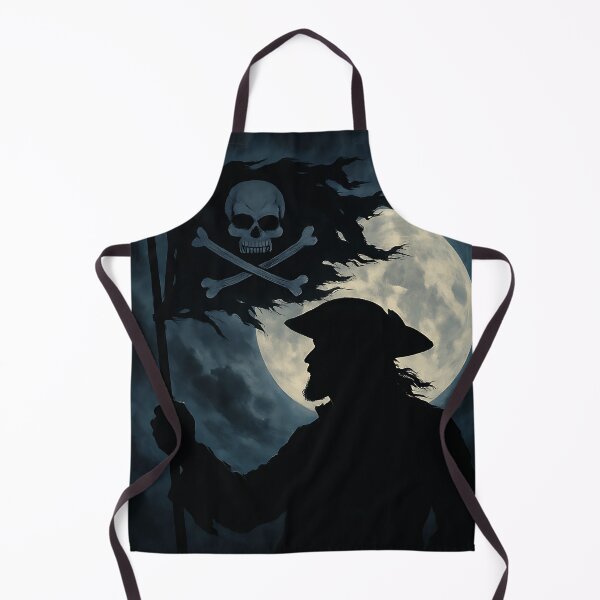 Item preview, Dramatic Pirate Silhouette with Flag Against a Full Moon designed and sold by Wild-way Art.