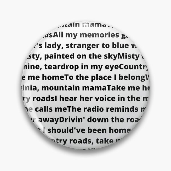 Item preview, John Denver Country Roads lyrics designed and sold by Kruxers.