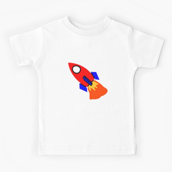 Bold rocket on coral red Kids T-Shirt
