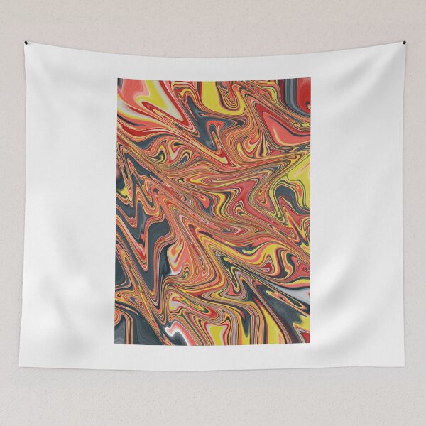 Item preview, Black Yellow and Red Fluid Vibrant Abstract Art designed and sold by Abstract65.