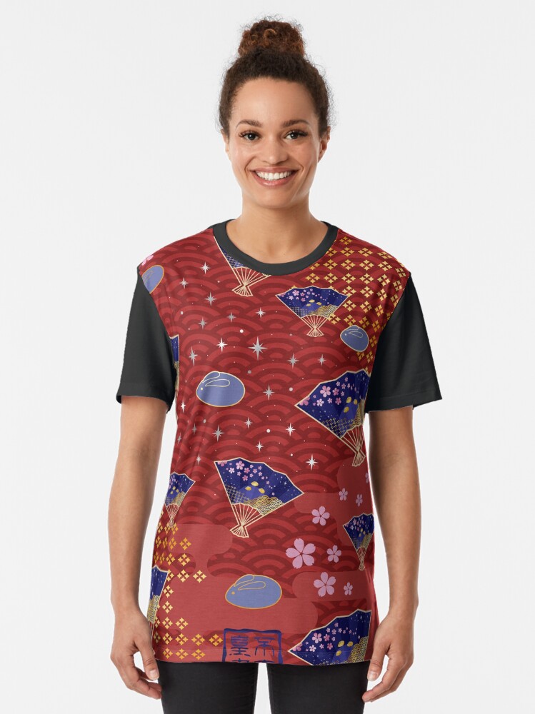 Alternate view of Asian Fans Moon Bunny - Red Graphic T-Shirt