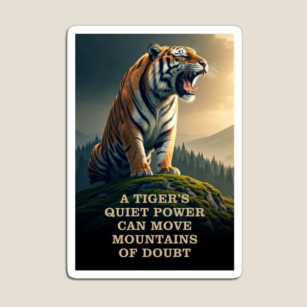 Aperçu de l'œuvre LA PUISSANCE SILENCIEUSE D'UN TIGRE PEUT DÉPLACER DES MONTAGNES DE DOUTE créée et vendue par TIGERRIFIC.