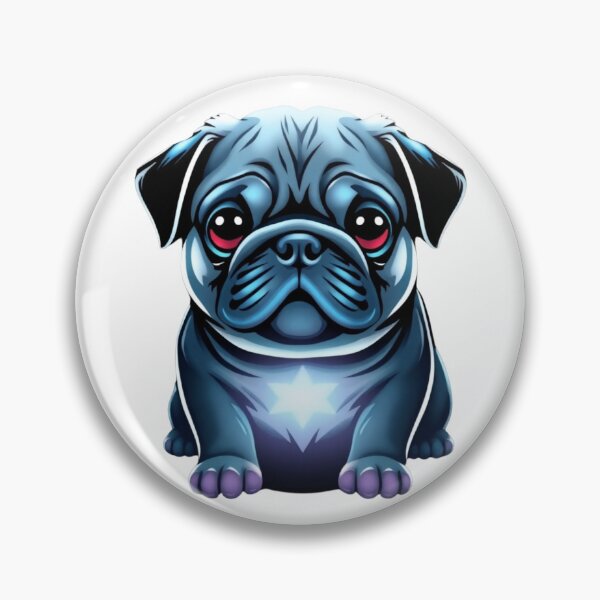 Item preview, Cosmic Pug – Glowing Blue Dog Art with Star Power designed and sold by Rothnaric.