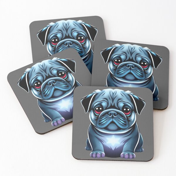 Item preview, Cosmic Pug – Glowing Blue Dog Art with Star Power designed and sold by Rothnaric.